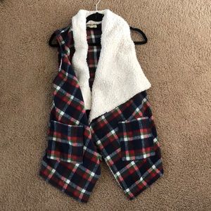 Plaid Sherpa lined vest